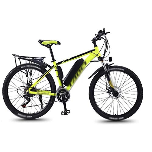 Electric Mountain Bike : FZYE 26 in Electric Bikes Double Disc Brake Shock Absorber, Power Shift Mountain Bike Headlights LED Display Outdoor Cycling Travel Work Out, Yellow