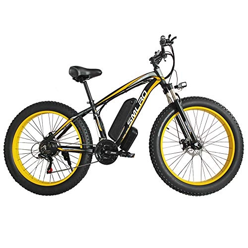 Electric Mountain Bike : FZYE 26 inch Electric Bikes, 48V 1000W aluminum alloy suspension fork Bikes 21 speed Adult Bicycle Sports Outdoor Cycling, Yellow