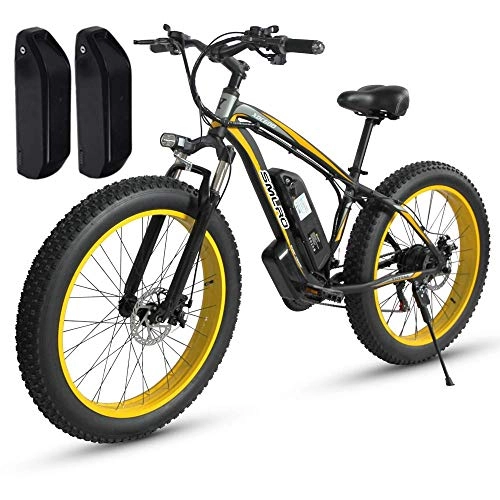 Electric Mountain Bike : GBX Electric Bike, 1000W Motor, 26Inch Fat Ebike, 48 V 17 Ah Battery (Mx02 Yellow(1000W)+Spare Battery)