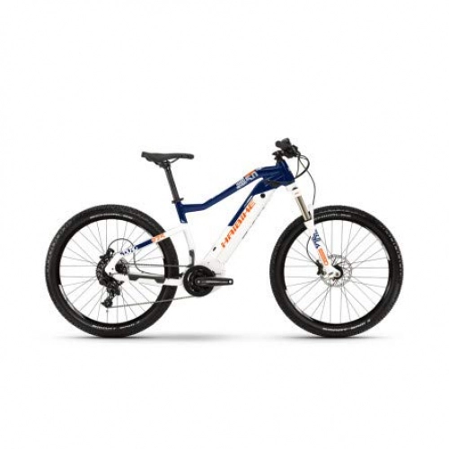 Electric Mountain Bike : HAIBIKE Sduro HardSeven 5.0 Yamaha Electric Bike 2019, Blue / White / Orange, XL / 52 cm