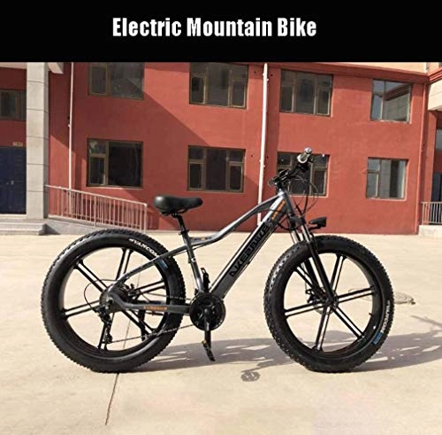 Electric Mountain Bike : HCMNME durable bicycle Adult Men Fat Tire Electric Mountain Bike, 350W Snow Bikes, Portable 10Ah Li-Battery Beach Cruiser Bicycle, Lightweight Aluminum Alloy Frame, 26 Inch Wheels Alloy frame wi