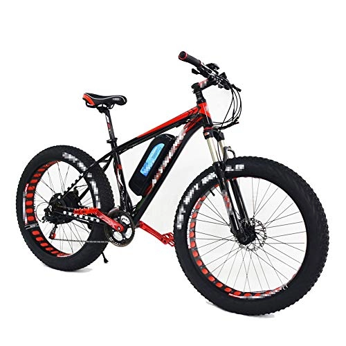 Electric Mountain Bike : HLeoz Fat Tire Snow Bike E-Bike, 26'' Electric Mountain Bike with Removable Large Capacity Lithium-Ion Battery 36V 11.6AH and 21 Speed Transmission Gears and Three Working Modes, US