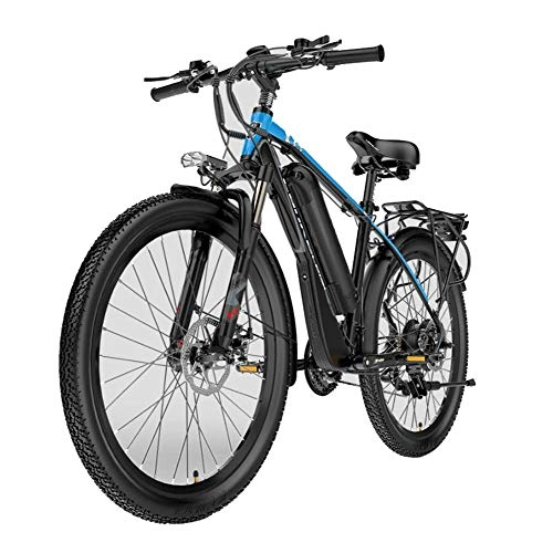 Electric Mountain Bike : HLEZ 26'' Electric Mountain Bike, Electric Bike Removable Large Capacity Lithium-Ion Battery (48V 400W) 21 Speed Gear and Three Working Modes - e Bike for Adults, Blue, UE