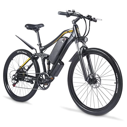 Electric Mountain Bike : HMEI EBike Electric Bike For Adults 500W 27.5 Inch Tire 48V 15Ah Lithium Battery E Bike Mens Mountain Adult Electric Bicycle (Color : Black)