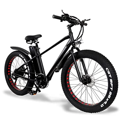 Electric Mountain Bike : HMEI EBike Mens 26" Fat Tire Mountain Electric Bike 500W 48V 21 Speed Aluminum Frame Dual Lithium Battery Adults Electric Bicycle (Color : 26 inches 500W 48V 20Ah)