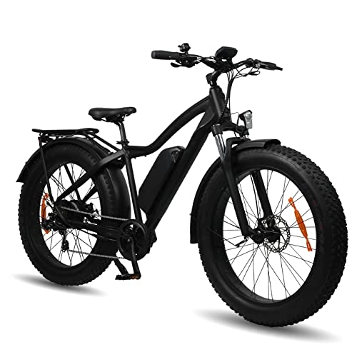 Electric Mountain Bike : HMEI Electric Bike for Adults 26 Inch Full Terrain Fat Tire 750W Electric Snow Bicycle 48V Li- Ion Battery Ebike for Men (Color : Matt Black)