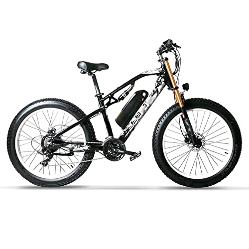 Electric Mountain Bike : HMEI Electric Bike for Adults 750W Motor 4.0 Fat Tire Beach Electric Bicycle 48V 17Ah Lithium Battery Ebike Bicycle (Color : Black white)