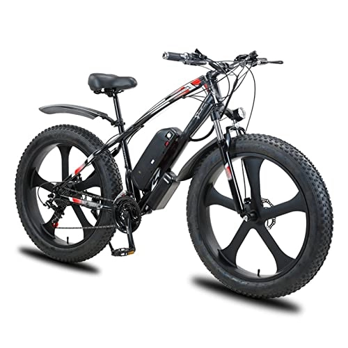 Electric Mountain Bike : HMEI Electric Bikes for Adults 1000W Electric Bike for Adults 28MPH 26 * 4.0 Fat Tire 48V Lithium Battery 12Ah Snow Electric Bicycle (Color : Black, Number of speeds : 21)