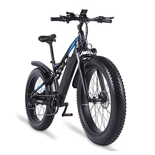 Electric Mountain Bike : HMEI MX03 Electric Bike 1000W Men Mountain Bike Snow Bike 48V Electric Bike 4. 0 Fat Tire E Bike (Color : Black)