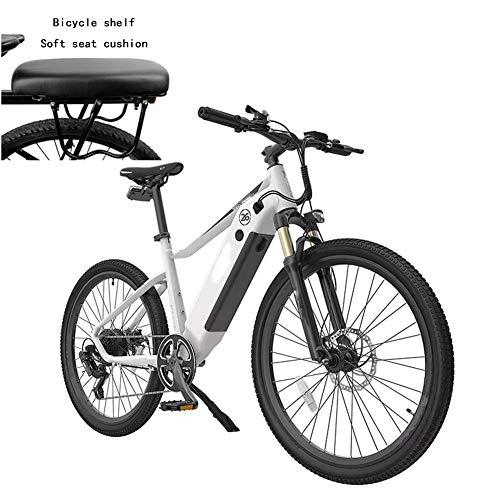 Electric Mountain Bike : HY-WWK Adults Mountain Electric Bike, 7 Speed 250W Motor 26 inch Outdoor Riding E-Bike with Waterproof Meter Dual Disc Brakes with Rear Seat, White, A, White