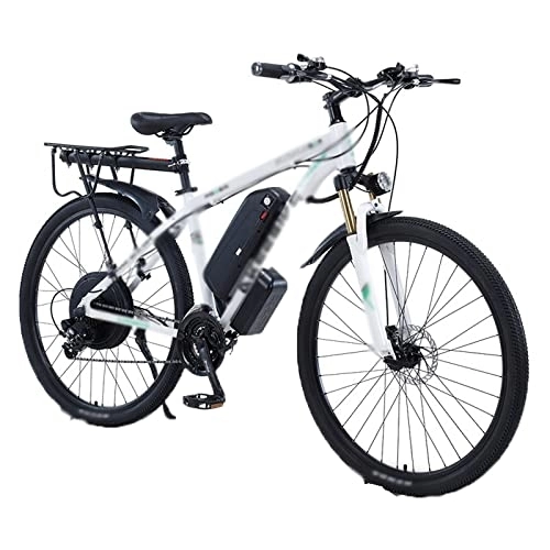 Electric Mountain Bike : IEASEzxc Bicycle Assisted lithium battery bicycle electric mountain bike long range electric bicycle (Color : White)