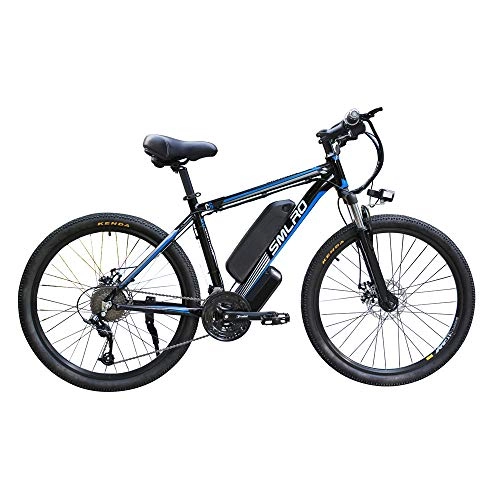 Electric Mountain Bike : JASSXIN Electric Mountain Bike Removable Large Capacity Lithium-Ion Battery, Electric Mountain Bike Electric Bicycle with Removable 48V Lithium Ion Battery 21 Speed Shift, Blue