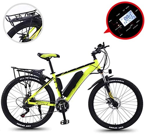 Electric Mountain Bike : JXH 26" 36V 350W Electric Mountain Bike with 8-13Ah Removable Lithium-Ion Battery And Led Display, for Outdoor Cycling Travel And Commute, Yellow 13AH