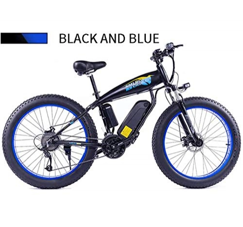 Electric Mountain Bike : JXH 26'' Electric Mountain Bike, Large Capacity Lithium-Ion Battery (48V 13AH 350W), 21 Speed And Three Working Modes Sports Mountain Bikes Mechanical Disc Brakes, Blue