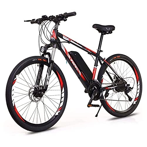 Electric Mountain Bike : JYCCH Electric Mountain Bike 26" 250W Electric Bicycle With 36V 8Ah Removable Lithium Battery, 21 Speed Gearbox, 35km / H, Charging Mileage Up To 35-50km(Color:red+black) (Red+black)