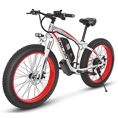 Electric Mountain Bike : KT Mall 26'' Electric Mountain Bike with Removable Large Capacity Lithium-Ion Battery (48V 17.5ah 500W) for Mens Outdoor Cycling Travel Work Out And Commuting, white red
