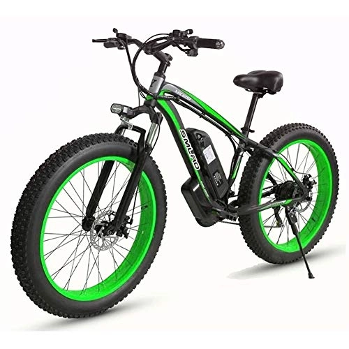 Electric Mountain Bike : KT Mall Electric Bicycle 48V 27 Speed Disc Brake Aluminum Alloy 15AH Lithium Battery 26" 4.0 Wide Wheel Snowmobile Suitable for Commuting Travel with A Maximum Load of 150 Kg, Green
