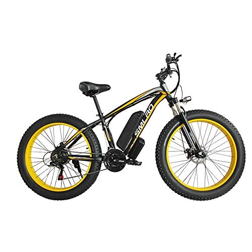 Electric Mountain Bike : KT Mall Electric Bicycle Aluminum Alloy Lithium Battery Beach Snowmobile Big Wheel Fat Tire Moped Commuter Fitness Exercise, Yellow