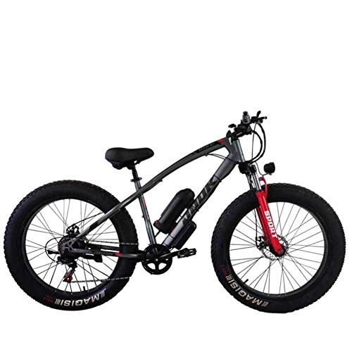 Electric Mountain Bike : KT Mall Electric Bicycle Lithium Battery Fat Tires Instead of Mountain Bike Adult Wide Tires Boost Cross-Country Snow 26 Inches, Gray