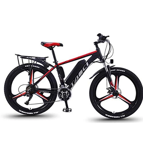 Electric Mountain Bike : KT Mall Magnesium Alloy Integrated Tire Electric Bike 26In Mountain E-Bike, 21Speed Variable Speed Electric Bicycle with Removable 13AH Lithium-Ion Battery for Men Women Adults, Red