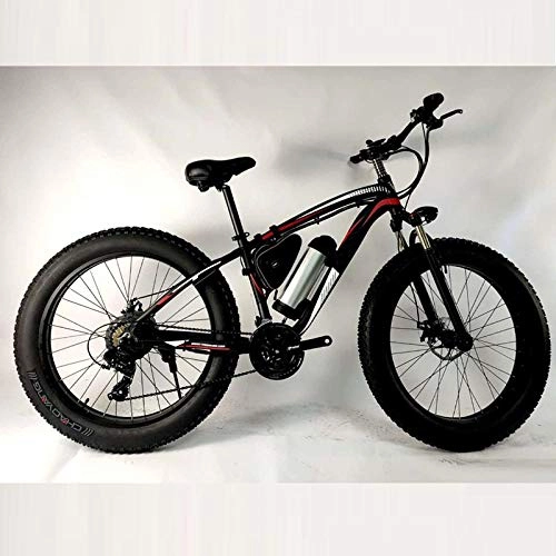 Electric Mountain Bike : KUSAZ Electric bicycle 36V lithium battery electric mountain beach bicycle-Black red