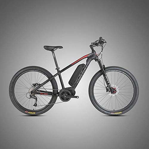 Electric Mountain Bike : KUSAZ Electric mountain bike, 250W electric bike, equipped with detachable 36V / 13AH lithium ion battery, lockable front fork, for outdoor cycling travel exercise-Black red_27.5 inch*17 inch