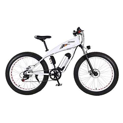 Electric Mountain Bike : KUSAZ Electric mountain bike, 350W 26 inch electric bike, equipped with detachable 48V / 10AH lithium-ion battery, lockable front fork, suitable for adults-white