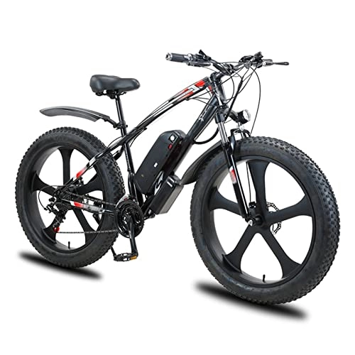 Electric Mountain Bike : LDGS ebike 1000W Electric Bike for Adults 28MPH 26 * 4.0 Fat Tire 48V Lithium Battery 12Ah Snow Electric Bicycle (Color : Black, Number of speeds : 21)