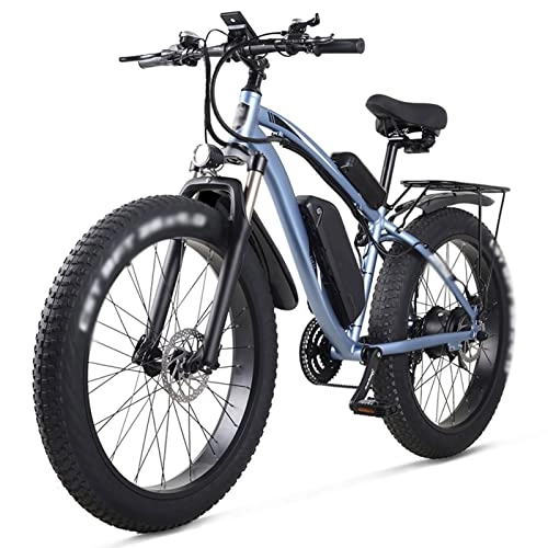Electric Mountain Bike : LDGS ebike 26 Inch Electric Bike 1000W Mens Mountain Bike Snow Bike 48V 17Ah Lithium Battery 4.0 Fat Tire E-bike (Color : Blue)