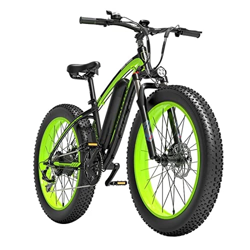 Electric Mountain Bike : LDGS ebike Electric Bike 1000w for Adults, 48v 16Ah Lithium-Ion Battery Removable Electric Mountain Bicycle 26'' Fat Tire Ebike 25mph Snow Beach E-Bike (Color : 16AH green)