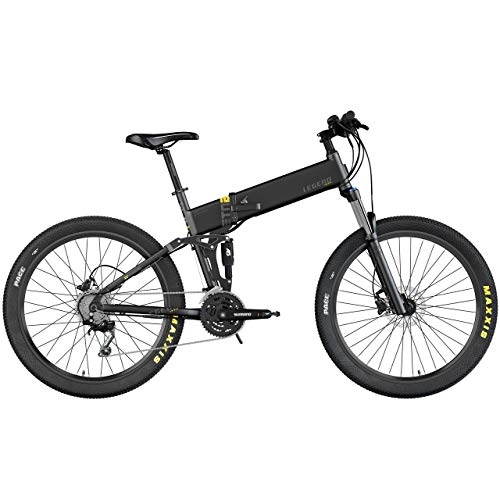 Electric Mountain Bike : Legend eBikes Unisex's Etna Smart Folding Electric Mountain Bike for Adult, Onyx Black, 36V 14Ah 504Wh Battery