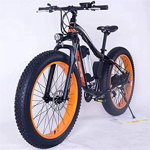 Electric Mountain Bike : Leifeng Tower High-speed 26" Electric Mountain Bike 36V 350W 10.4Ah Removable Lithium-Ion Battery Fat Tire Snow Bike for Sports Cycling Travel Commuting (Color : Black Orange)
