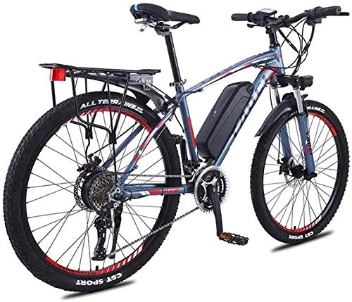 Electric Mountain Bike : Leifeng Tower High-speed 26 Inch Wheel Electric Bike Aluminum Alloy 36V 13AH Lithium Battery Mountain Cycling Bicycle, 27 Transmission City Bike Lightweight (Color : Blue)