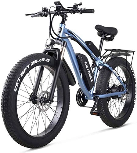 Electric Mountain Bike : Leifeng Tower High-speed Adult Electric Off-Road Bikes Fat Bike 26 4.0 Tire E-Bike 1000w 48V Electric Mountain Bike with Rear Seat and Removable Lithium Battery (Color : Blue, Size : 1000W17Ah)