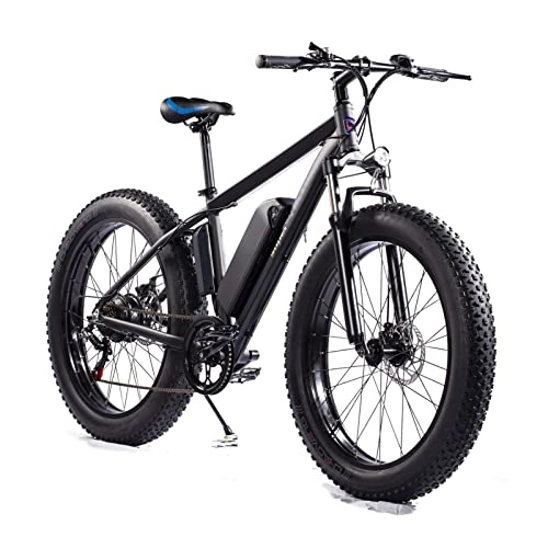 Electric Mountain Bike : Liu 26' Electric Bicycle for Adults 15MPH Ebike with Removable 48V Battery 350W Electric Bikes Gears Mens Mountain Snow E-bike (Color : Black)