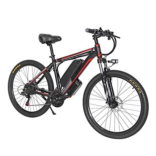 Electric Mountain Bike : Liu 26" Electric Mountain Bike, 1000W MTB E- bike for Men Battery Electric City Bike Snow Hybrid Bicycle (Color : Red, Number of speeds : 21)