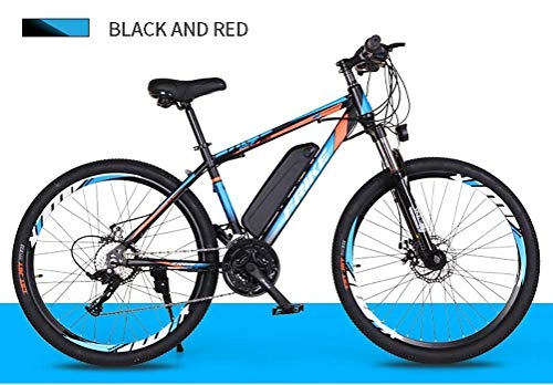Electric Mountain Bike : LOO LA Electric mountain bike, 26-inch hybrid bicycle (36V10Ah) 27 speed Front and rear dual disc brakes, up to 35KM / H Three Working Modes, Blue