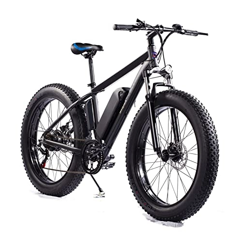 Electric Mountain Bike : LWL 26'' Electric Bicycle for Adults 15MPH Ebike with Removable 48V Battery 350W Electric Bikes Gears Mens Mountain Snow E-bike (Color : Black)