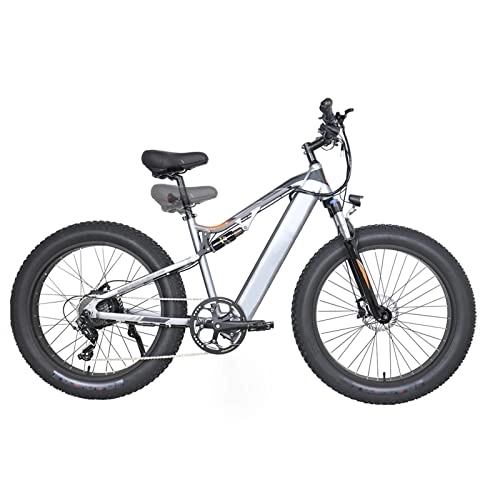 Electric Mountain Bike : LWL Electric Bike for Adults 750W Electric Mountain Bicycle 26 * 4.0 Fat inch Tire 48V Removable Battery Ebike (Color : Dark Grey, Number of speeds : 9)