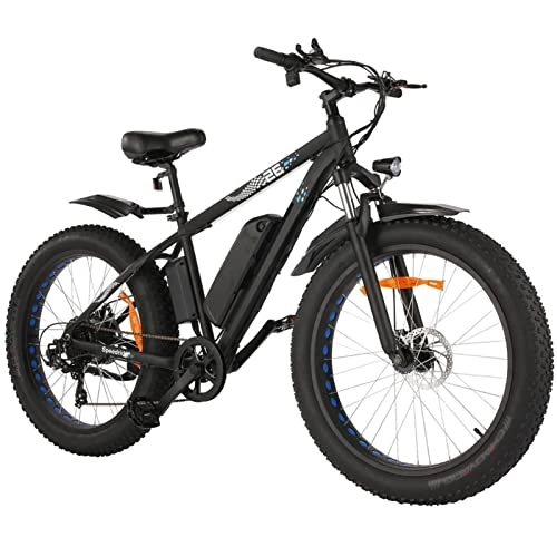 Electric Mountain Bike : LWL Electric Bikes for Adults Electric 26 Inches Fat Tire Bikes For Adults 500W 24 Mph Mountain Ebike 48V 10Ah Lithium Battery Electric Bike 7 Speed Gear (Color : Black)