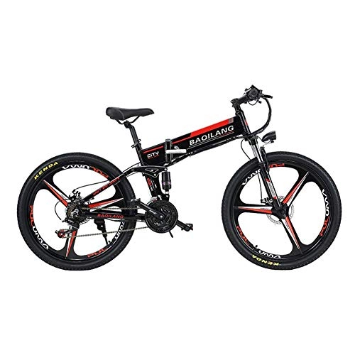 Electric Mountain Bike : LYGID Electric Bike 48V 350W10AH Mountain 7 Speeds 26 inch dual hydraulic disc brake Road Bicycle Snow Bike and Suspension Fork (Removable Lithium Battery), Black, A