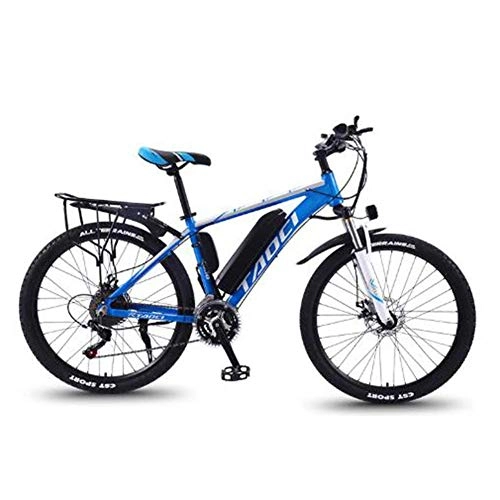 Electric Mountain Bike : Mall 26'' Electric Mountain Bike with Removable Large Capacity Lithium-Ion Battery (36V 350W 8Ah) Dual Disc Brakes for Outdoor Cycling Travel Work Out, white blue, 30 Speed, White Blue, 21.