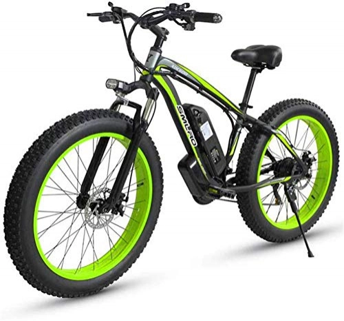Electric Mountain Bike : min min Bike, Electric Mountain Bike, 500W Motor, 26X4 Inch Fat Tire Ebike, 48V 15AH Battery 27-Speed Adults Bicycle - for All Terrain (Color : Yellow) (Color : Green)