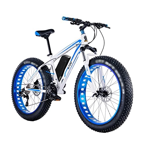 Electric Mountain Bike : Mountain Electric Bike 26 Inches Fat Tire 1500w Rear Wheel Motor Hydraulic 48V Li-Ion Battery Electric Snow Ebike (Color : White)