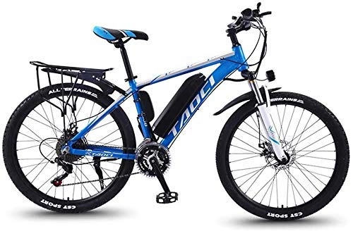 Electric Mountain Bike : MU Electric Bike Electric Mountain Bike for Adult, Aluminum Alloy Bicycles All Terrain, 26" 36V 350W 13Ah Detachable Lithium Ion Battery, Blue 1, 10Ah 65 Km