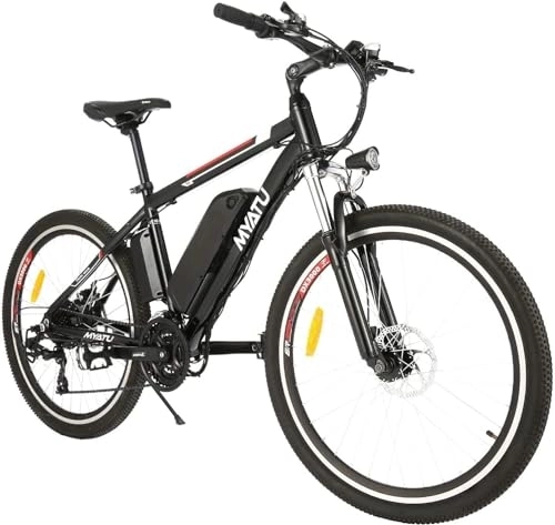 Electric Mountain Bike : Myatu 26 Inch Electric Bike with 250W Motor 36V 12.5Ah Removable Battery Ebike, E Mountain Bike up to 80 km Range and Shimano 7 Speed Gear Pedelec for Men