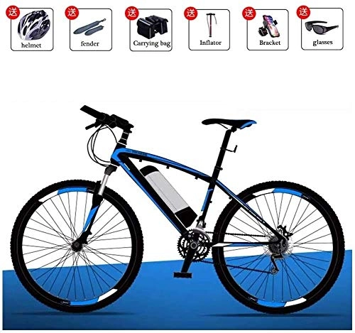 Electric Mountain Bike : PARTAS Sightseeing / Commuting Tool - Electric Mountain Bike, 26-inch Electric Bike-high Carbon Steel Frame-36v Removable Lithium Battery-suitable For Commuters And Students (Color : Blue)