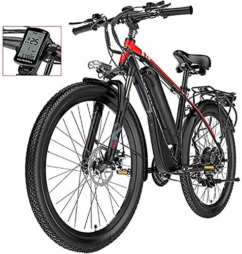 Electric Mountain Bike : PARTAS Travel Convenience A Healthy Trip Electric Mountain Bike With Rear Seat, 26" 21-Speed Waterproof Electric Bike, 400W With Removable 48V 13AH Lithium-Ion Battery Bicycle Ebike
