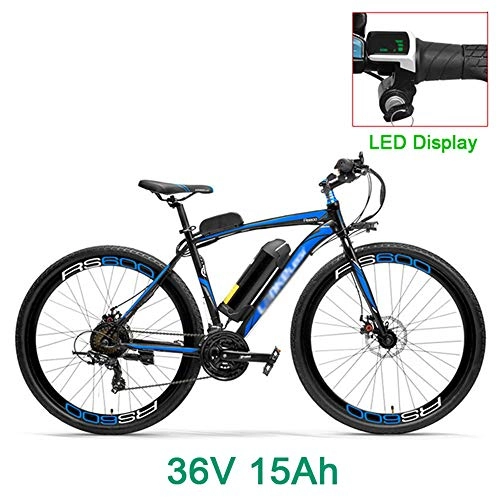 Electric Mountain Bike : PHASFBJ Electric Mountain Bike, 26 inch Wheel Electric Bike 36V 20Ah 300W Electric Bicycle for Adults 700C Road Bicycle Both Disc Brake 21 Speed Shifter City Bike, Blue, 15ah