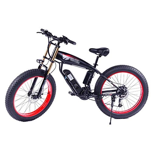 Electric Mountain Bike : PHASFBJ Electric Snow Bike, Fat Tire Electric Bike E bike 350W 48V Mountain Bike 26inch 27 Speed E-bike Pedal Assist Hydraulic Disc Brake Powerful Electric Bicycle, 48V10AH Red